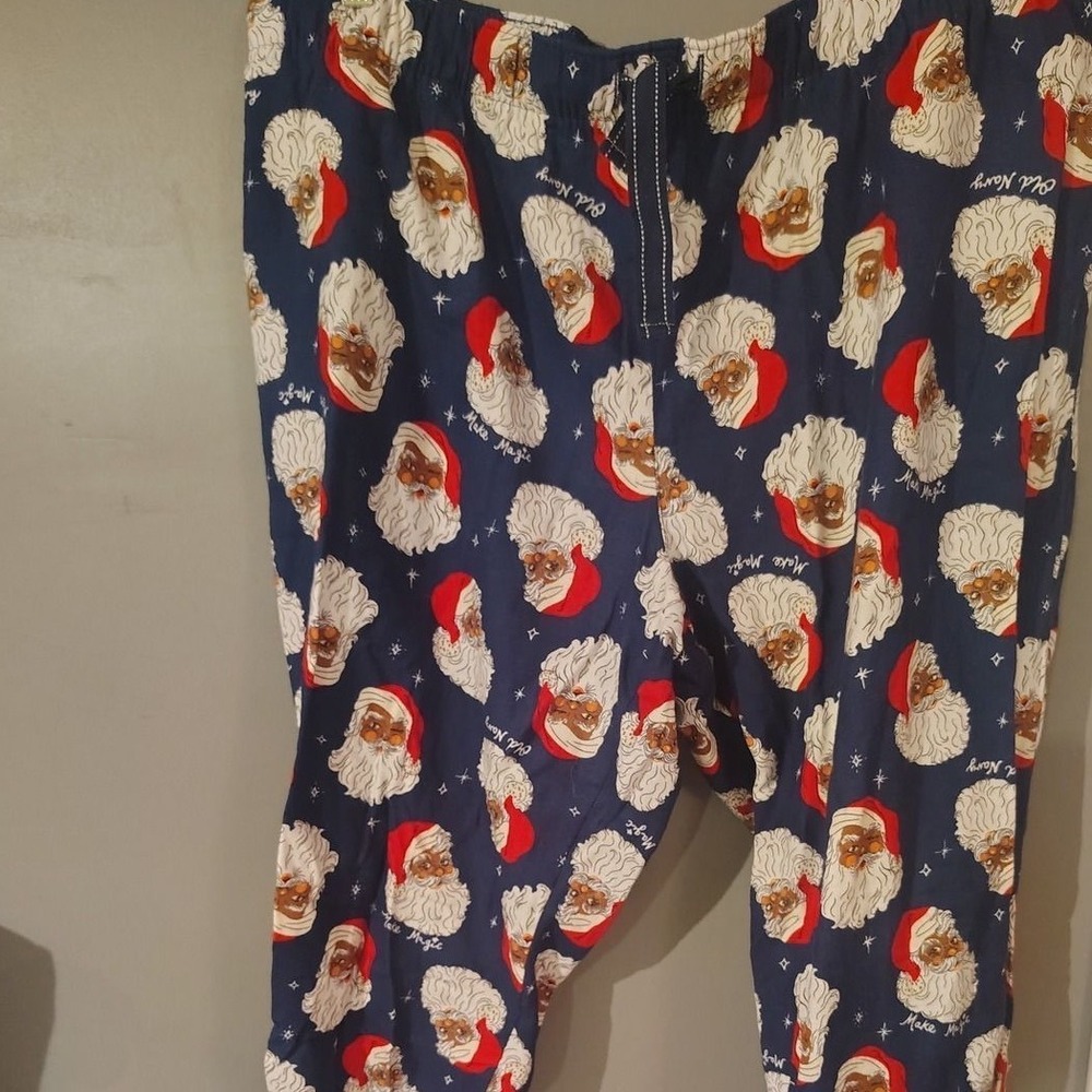 Old Navy Mens XL Black Santa Claus Pajama Pants Navy Blue Holiday Sleepwear NEW
